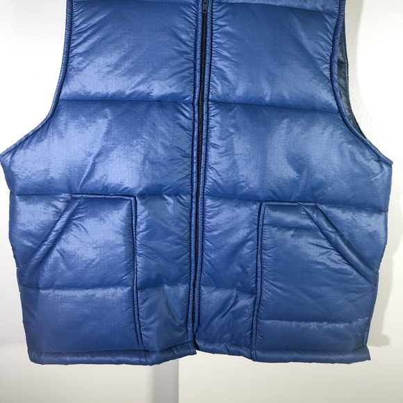 Weathercaster Vintage Blue Puffer Vest 1980s Men - Picture 6 of 7